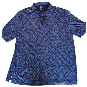 Pro Tour Coolplay Mens 3XLT Blue Geometric Diamond Print Golf Polo Tee Big Tall